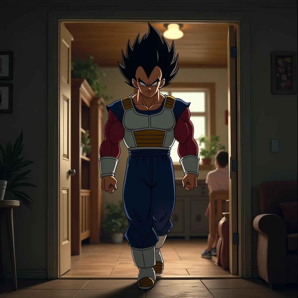 Vegeta enters a house
