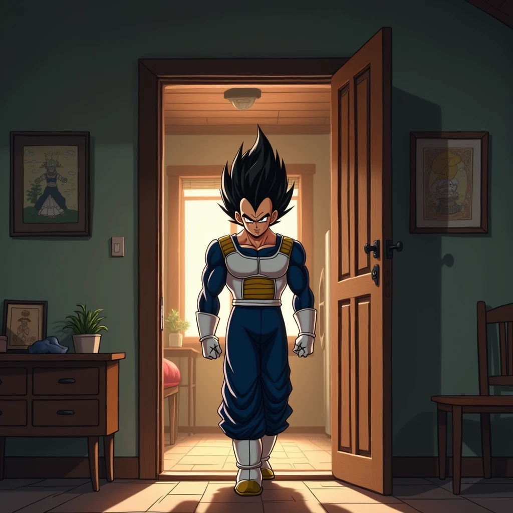 Vegeta enters a house