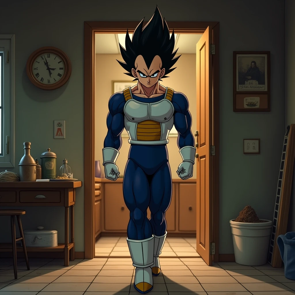 Vegeta enters a house
