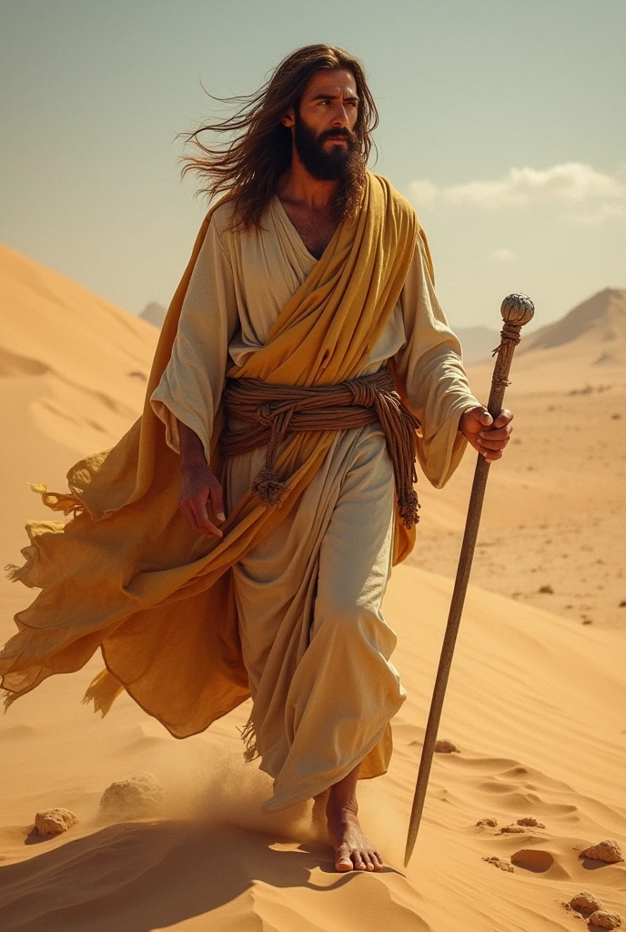 ((best quality)), ((masterpiece)), (detailed), walking in the desert jesus