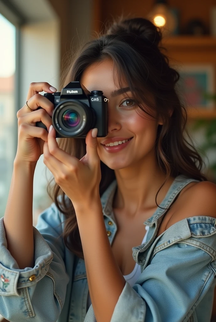 Young woman taking selfie