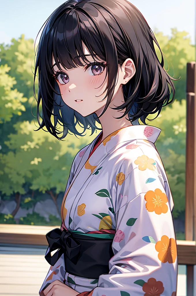 1 person、woman、One Binding、yukata、Black Hair