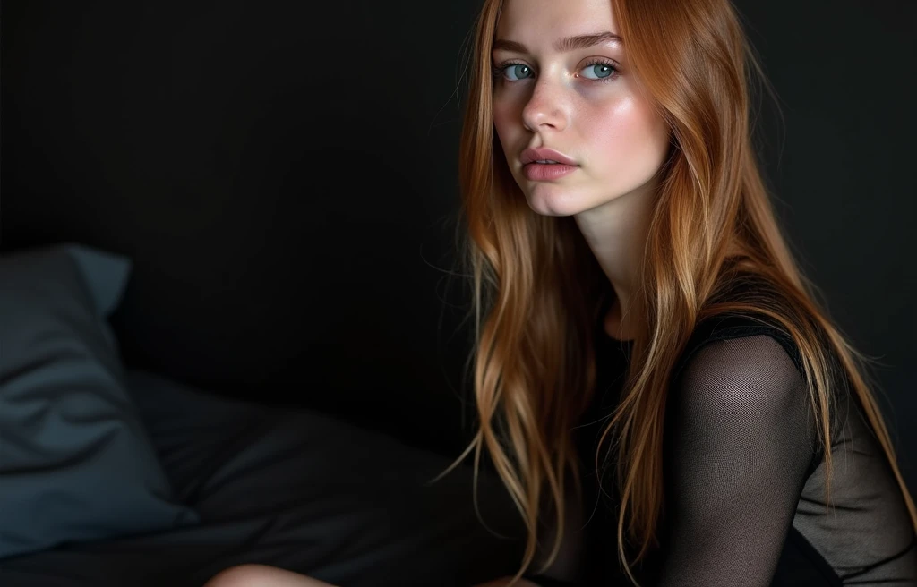 (young Kristina Pimenova ginger hair teen girl, blue eyes:1.6), (no panties:1.8), (naked, nude:1.5), (Without clothes, no bra:1.9),(long, wavy hair:1.6), blue eyes, detailed eyes, detailed lips, perfect nipples (lies nude, sensual, full body:1.5), (photo from different angles:1.5), (lies on a bed:1.6), low neck, ray tracing, (best quality, 4k, 8k, high resolution, masterpiece:1.2), very detailed, (realistic , photorealistic, photorealistic :1.37), HDR, UHD, masterpiece, professional, vivid colors, bokeh, studio lighting
