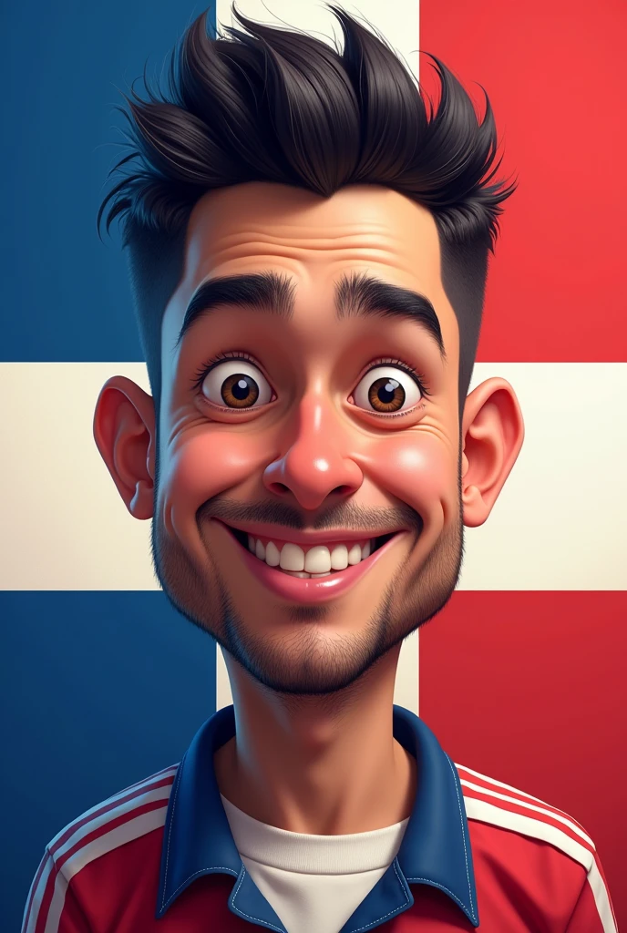 A Photo To Put As A Profile On Facebook, The Page Is Called Mr.. Dominicano🇩🇴 Quiero Un Estilo De Meme O Con Él Nombre Ya Mencionado Una Foto Artificial,  The flag goes as follows: Top Left Blue, Right Red & Bottom Left Red & Degree Azul