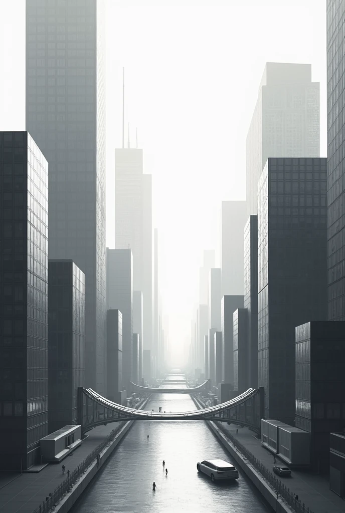 Cityscape composition in monochrome with pattern and rhythm