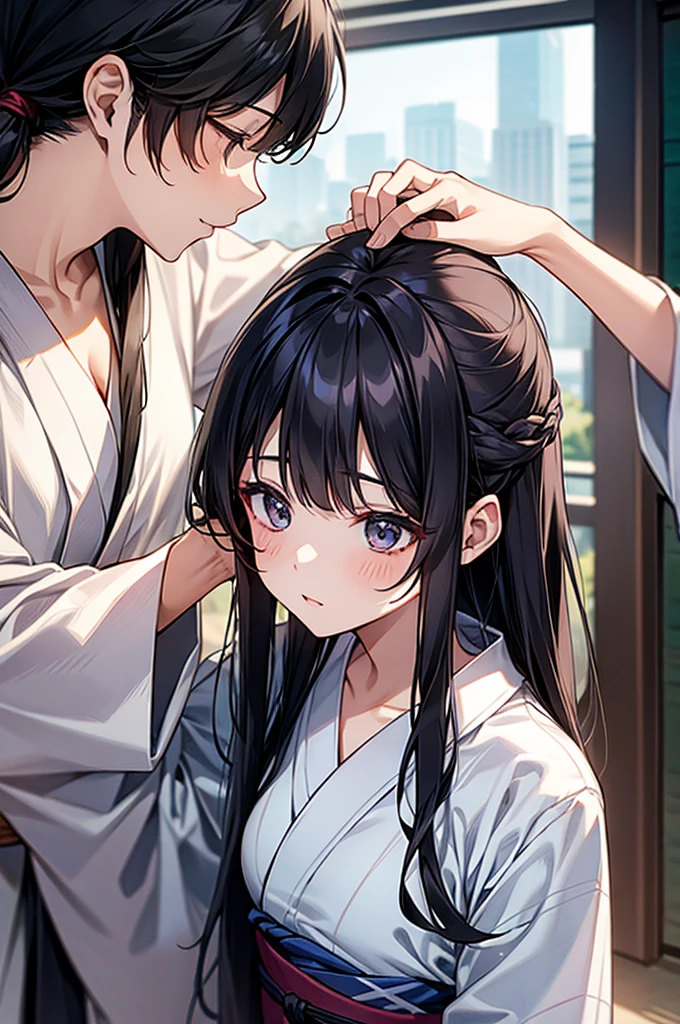 1 person、woman、Tie up your hair、long hair、Yukata、black hair