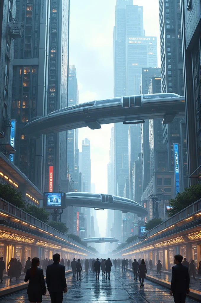 futuristic city, with technological constructions and vehicles of the future
