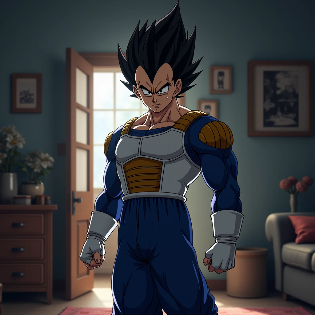 Vegeta scared in his living room