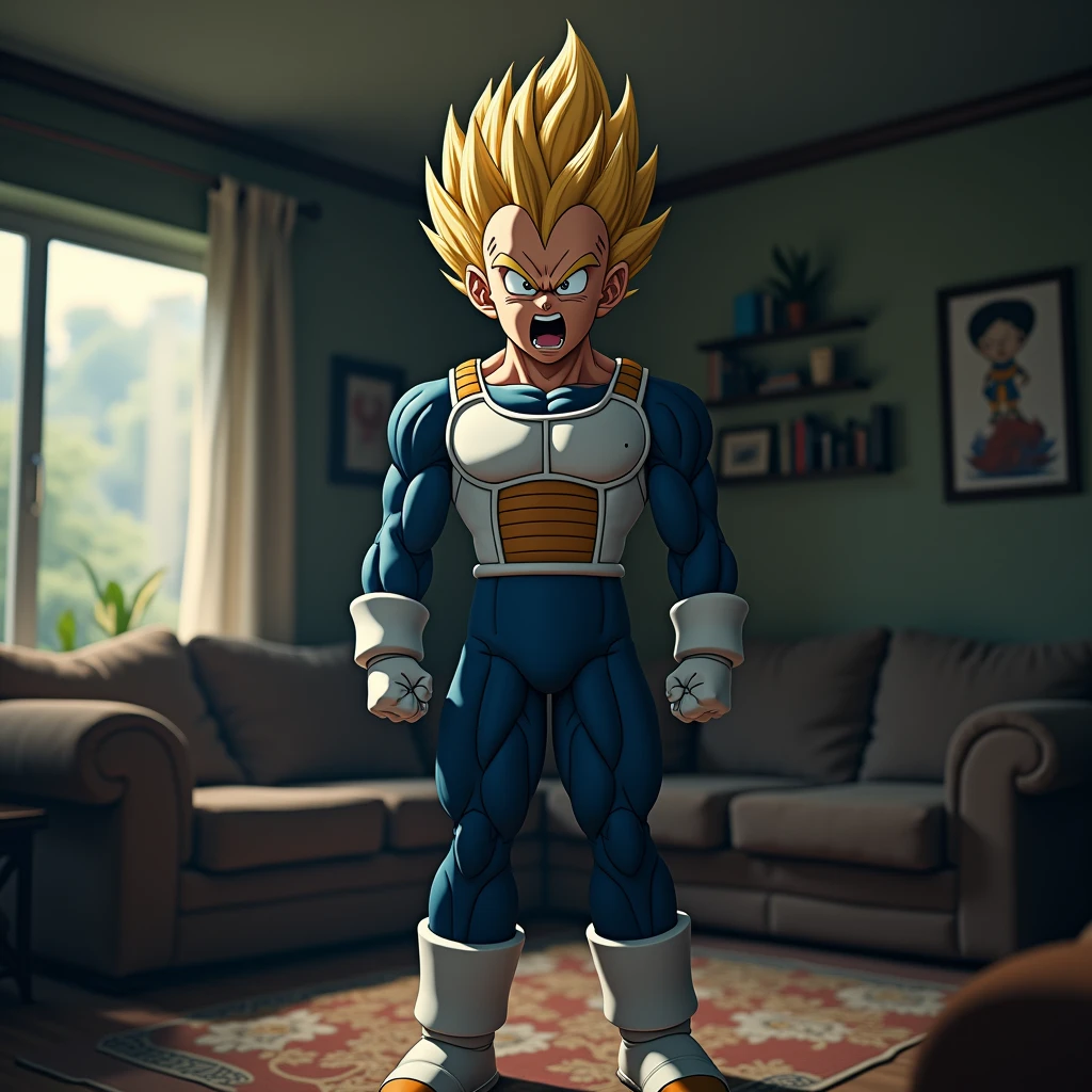 Vegeta scared in his living room