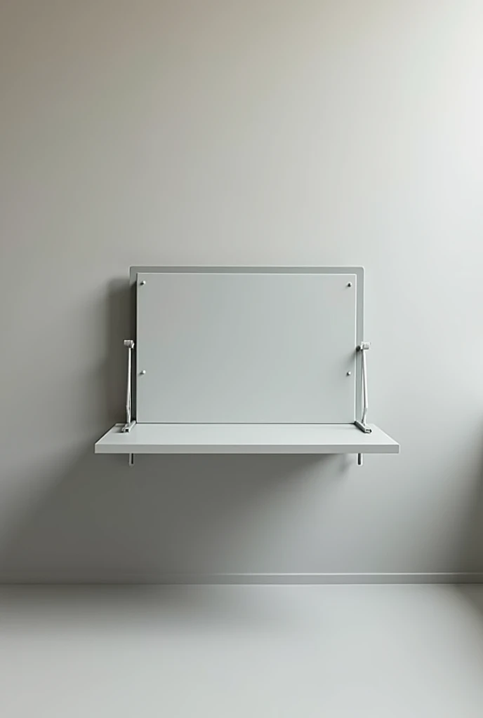 folding desk, stuck to the wall, gray color and that it is minimalist
