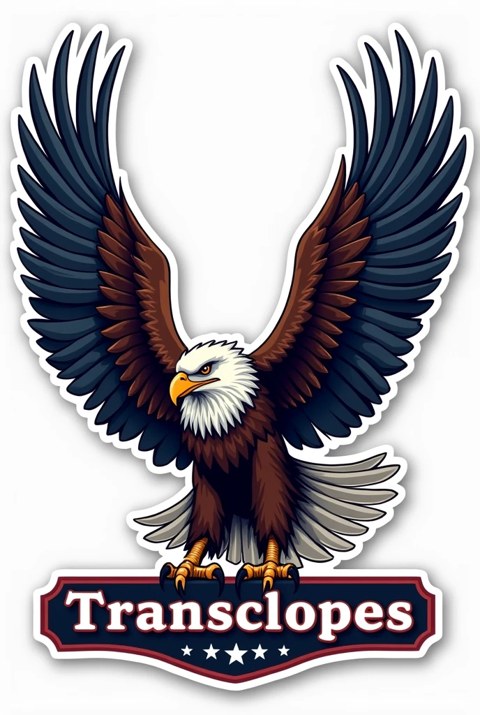 vector sticker of an American eagle holding the name TransClopes
