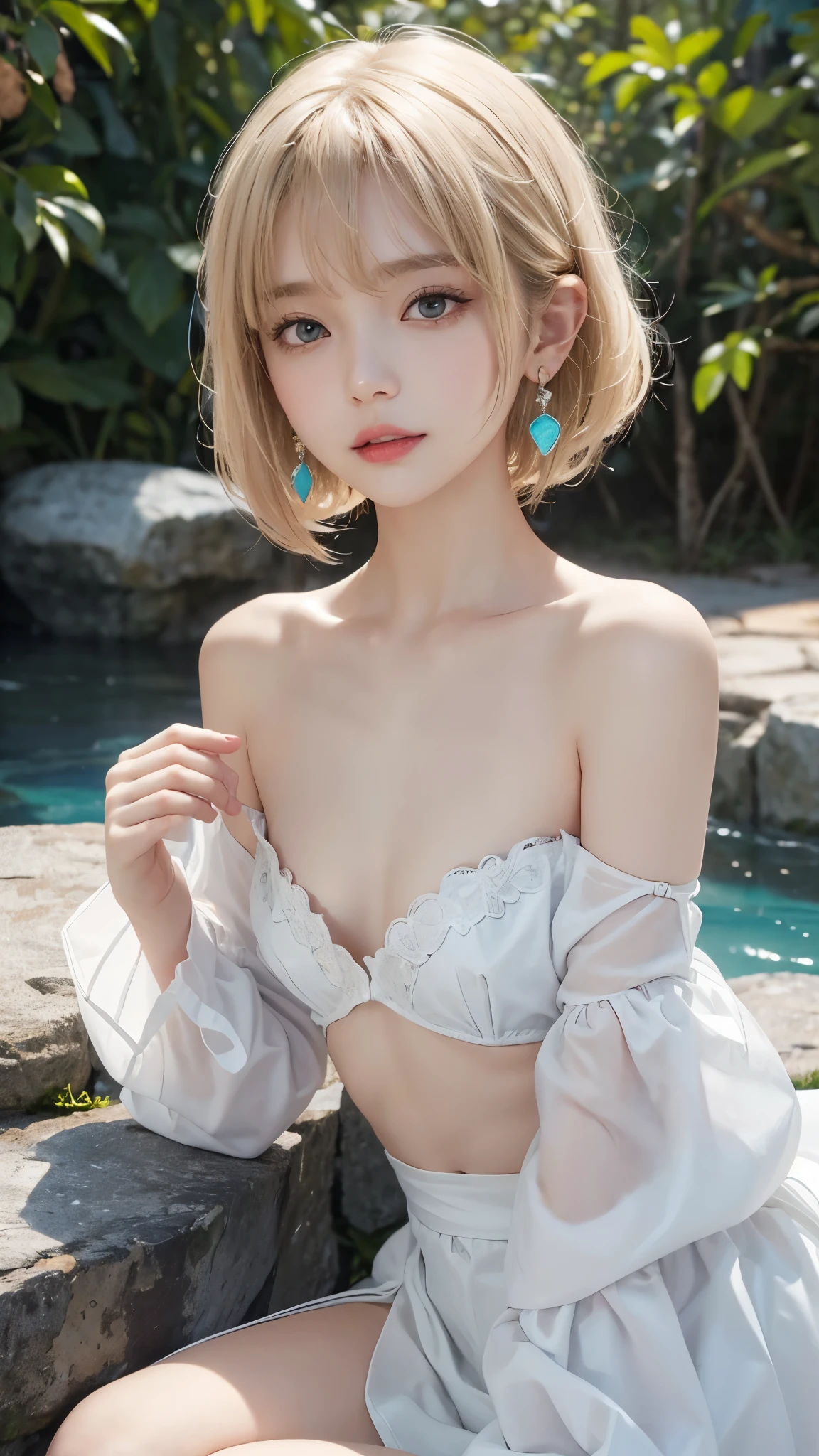 (((flat chest))), (flat chest:1.1)、(off shoulder with open breasts),8k,Ultra-high image quality, ultra-high detail,detailed face,(((flat chest))), (flat chest:1.1)、 cute face, master piece , best quality , woman , bowler hat , bangs , smile , outdoor, Shiny platinum blonde silky super short hair, side locks, beautiful shiny bangs, big clear Brown eyes, very beautiful light eye highlights, earrings、Off-shoulder with beautiful collarbone、white-coloured skin、Lower R (red) and raise G (green) and B (Blue) in the white balance setting、Small breasts, breast size b-cup、(((flat chest))), (flat chest:1.1)、Ultra high definition, Textured skin, Very detailed, high quality, High detail, High-resolution model, 最high quality, High resolution, masterpiece, Anatomically correct,