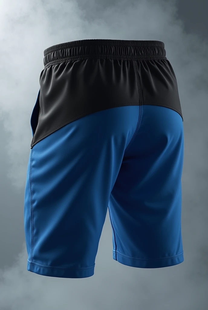 Sports Bermuda shorts in the colors Black on top Blue on the bottom smoky With short sleeves Front Masculine Just the Bermuda shorts without anyone wearing them