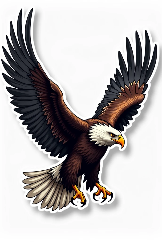 vector drawing sticker of an American eagle with its feet in a claw position