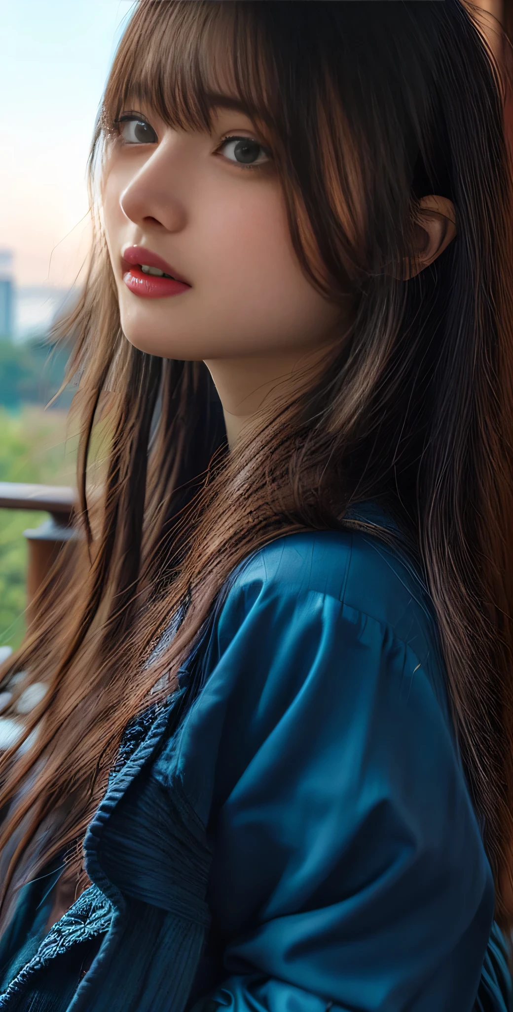 (logo、masterpiece、8k、Tabletop、RAW Photos、wonderful、最high quality、Photorealistic and very detailed CG composite 8k wallpaper、high quality、Very detailed、Narrative poem、Particle Effects、Dynamic Effects、Depth of the Boundary)What is written is、Cinematic Light、Lens flare、Ray Tracing)、Fantasy、(Purple Dress)、(night、Night Sky、Starry Sky、full moon)、(Girl looking up at the sky)、sit、cute、Japanese style、 (smile)、Long Hair、Strong winds、(Hair blowing in the wind)、Natural light、moonlight、(Landscape photography)、(Very huge and lewd breasts bigger than her face:1.Emphasis on 95)、(Low position)、(Low Angle)
