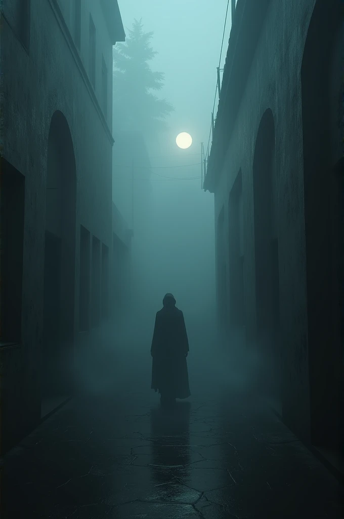 dark and foggy atmosphere reminiscent of twilight on a moonless night. The space becomes a closed environment, with a heavy and oppressive atmosphere.
