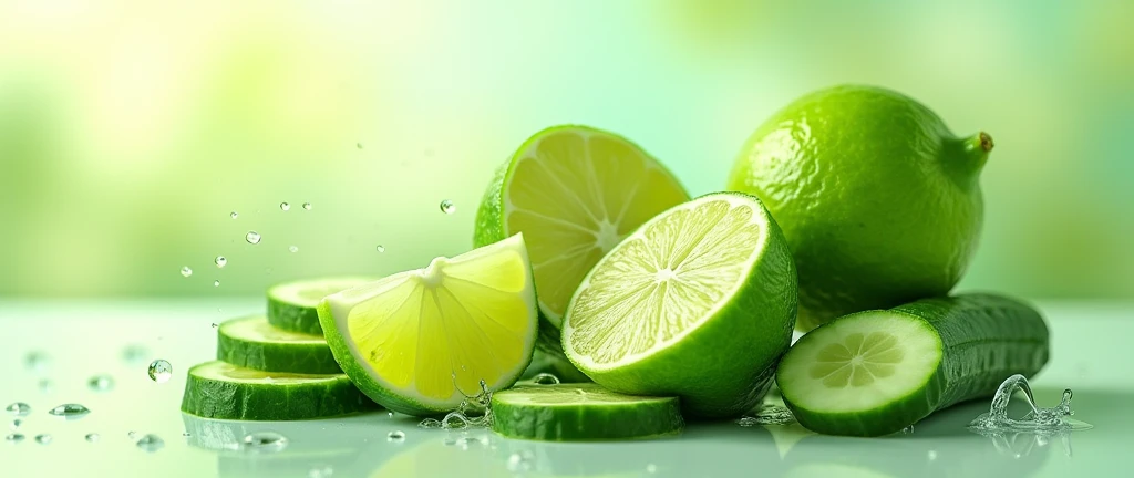 Splash of green lime and lots of cucumber