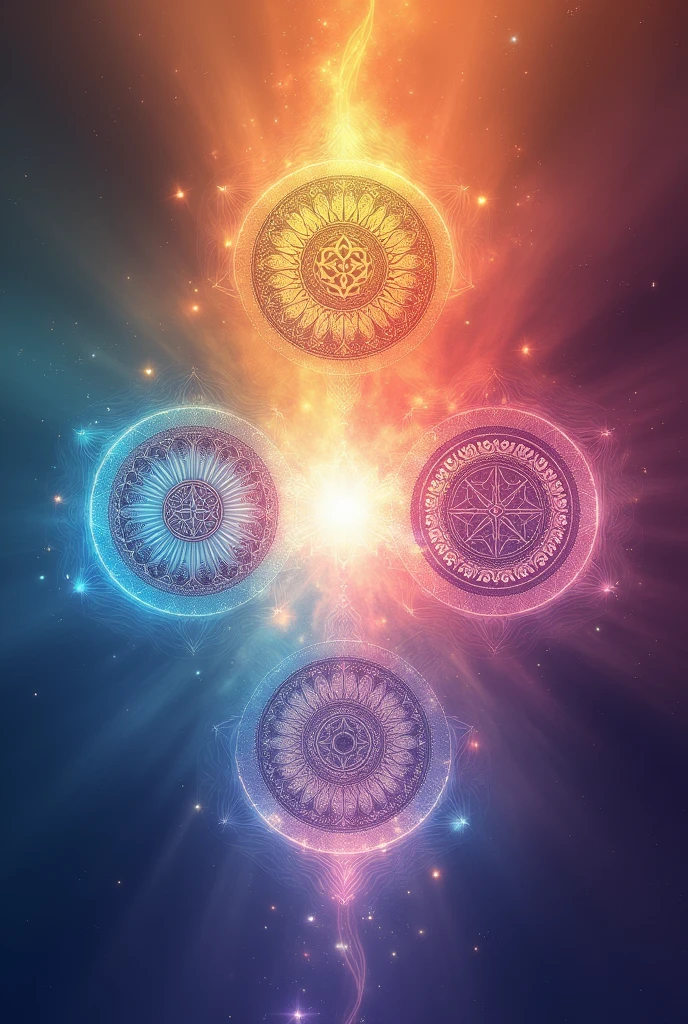 The 4 reiki symbols on a colored background