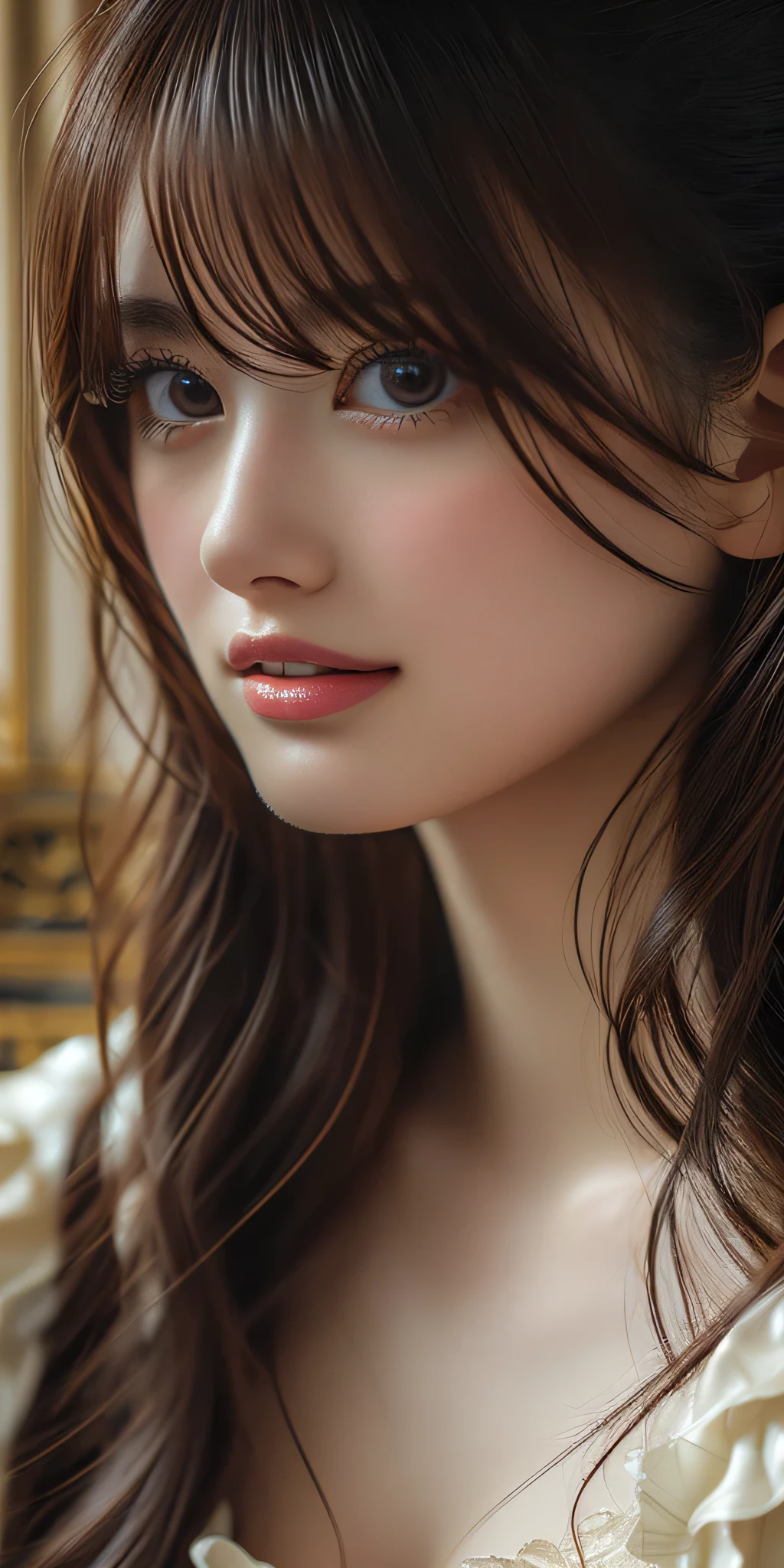 One Girl, (Becoming Marie Antoinette:1.3), (Gorgeous Princess Dresses), (Beautiful Japanese idol portrait photos), 
(RAW Photos, Highest quality), (Realistic, Realistic:1.4), masterpiece, 8K Portrait, 
Very delicate and beautiful, Very detailed, 2k wallpaper, wonderful, In detail, Very detailed CG unity 8k wallpaper, Very detailedな, High resolution, Soft Light, 
Beautiful detailed girl, Very detailed eyes and face, Beautiful and sophisticated nose, Beautiful details, 
(Photoshoot at the Palace of Versailles:1.3), Cinema Lighting, 
Perfect Anatomy, Slender body, Very huge and lewd breasts bigger than her face, Medium Hair, Dynamic Angle, A light smile,