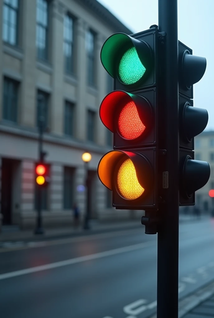 Make me a single 7 segment display, but next to this display there will be a common traffic light, are two separate items