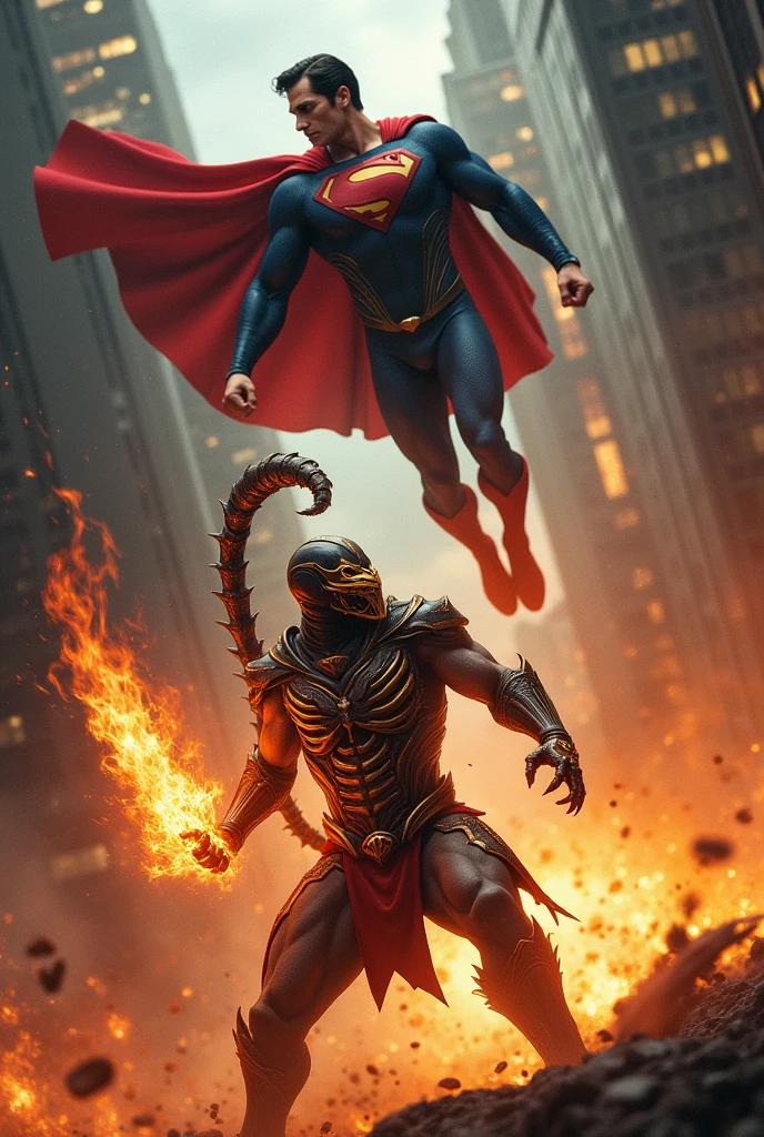Scorpion mortal kombat fight with superman