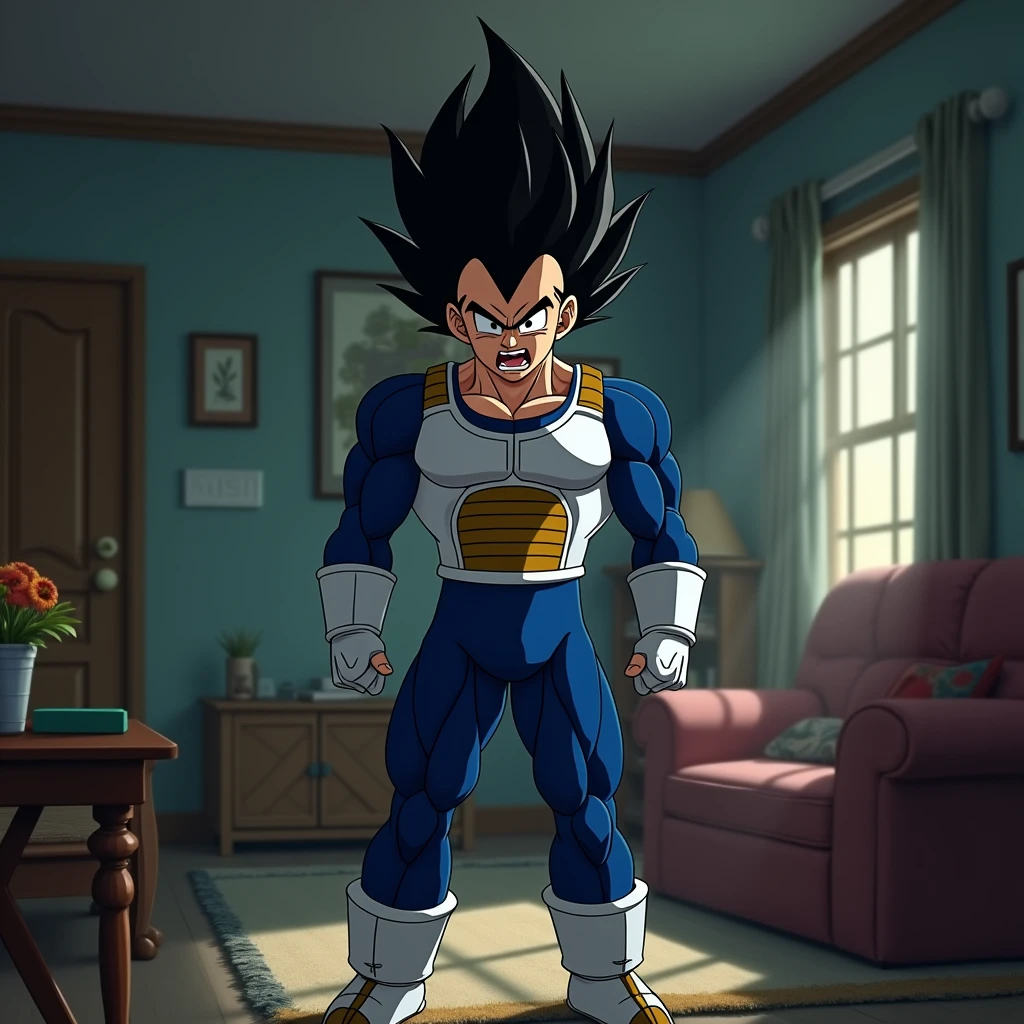 Vegeta scared in his living room