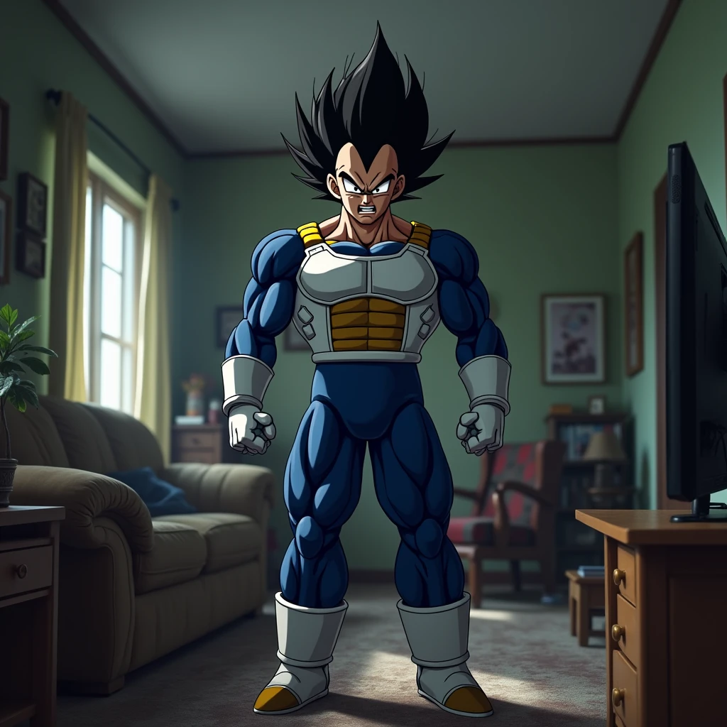 Vegeta scared in his living room