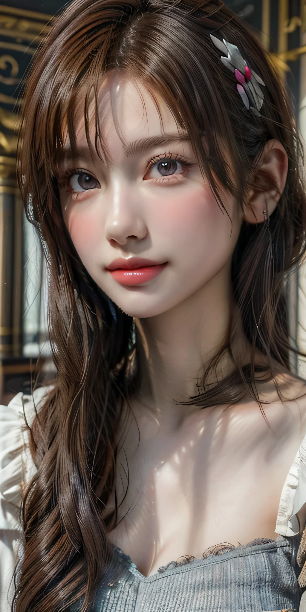 One Girl, (Becoming Marie Antoinette:1.3), (Gorgeous Princess Dresses), (Beautiful Japanese idol portrait photos), 
(RAW Photos, Highest quality), (Realistic, Realistic:1.4), masterpiece, 8K Portrait, 
Very delicate and beautiful, Very detailed, 2k wallpaper, wonderful, In detail, Very detailed CG unity 8k wallpaper, Very detailedな, High resolution, Soft Light, 
Beautiful detailed girl, Very detailed eyes and face, Beautiful and sophisticated nose, Beautiful details, 
(Photoshoot at the Palace of Versailles:1.3), Cinema Lighting, 
Perfect Anatomy, Slender body, Very huge and lewd breasts bigger than her face, Medium Hair, Dynamic Angle, A light smile,