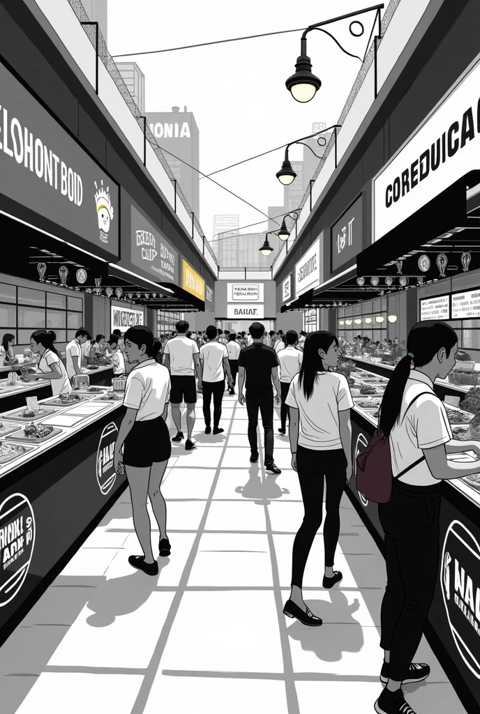 Food fair theme that the image is not so long and that contains black and white in the decoration so that the fair is not so elegant