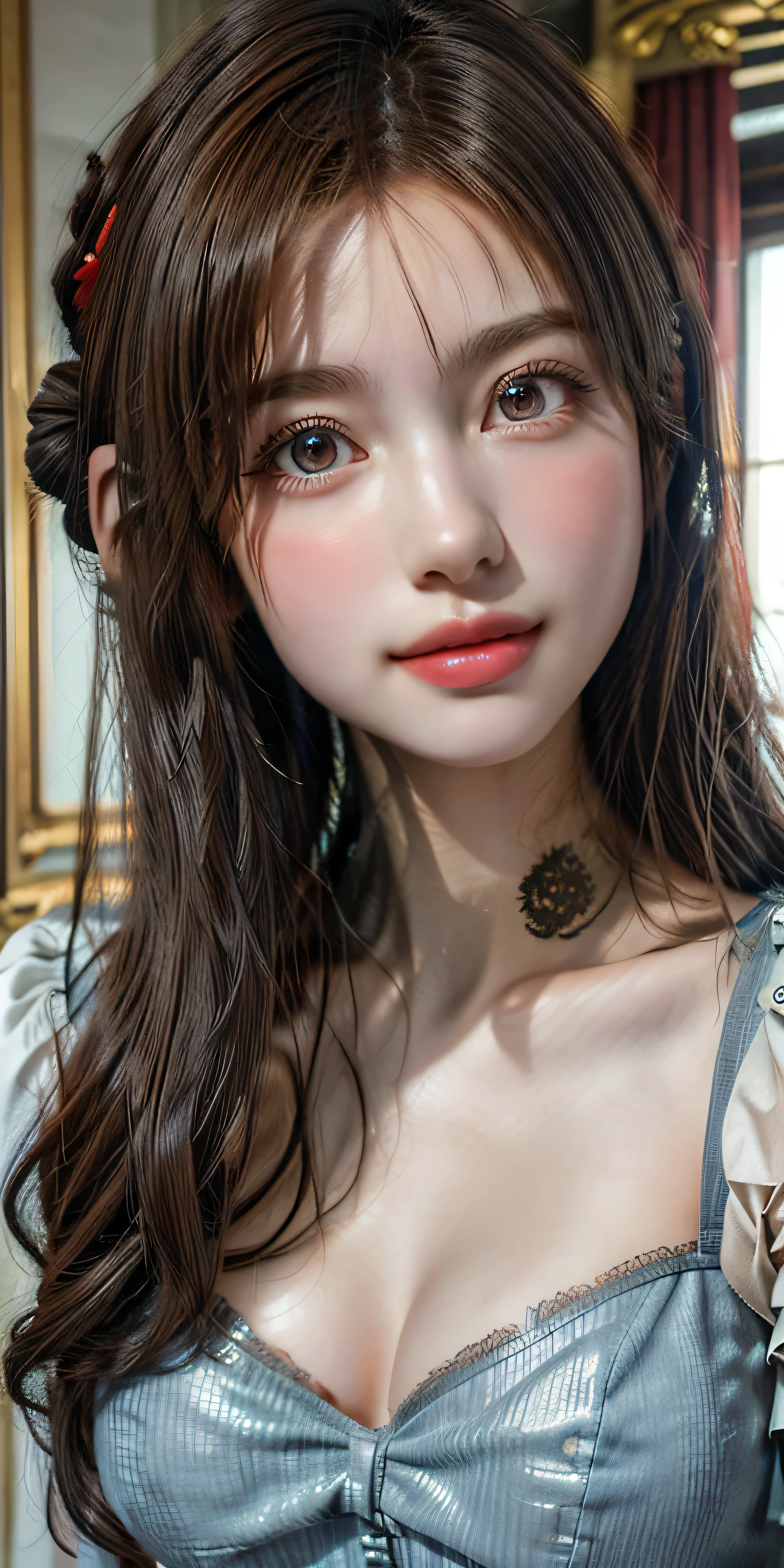 One Girl, (Becoming Marie Antoinette:1.3), (Gorgeous Princess Dresses), (Beautiful Japanese idol portrait photos), 
(RAW Photos, Highest quality), (Realistic, Realistic:1.4), masterpiece, 8K Portrait, 
Very delicate and beautiful, Very detailed, 2k wallpaper, wonderful, In detail, Very detailed CG unity 8k wallpaper, Very detailedな, High resolution, Soft Light, 
Beautiful detailed girl, Very detailed eyes and face, Beautiful and sophisticated nose, Beautiful details, 
(Photoshoot at the Palace of Versailles:1.3), Cinema Lighting, 
Perfect Anatomy, Slender body, Very huge and lewd breasts bigger than her face, Medium Hair, Dynamic Angle, A light smile,