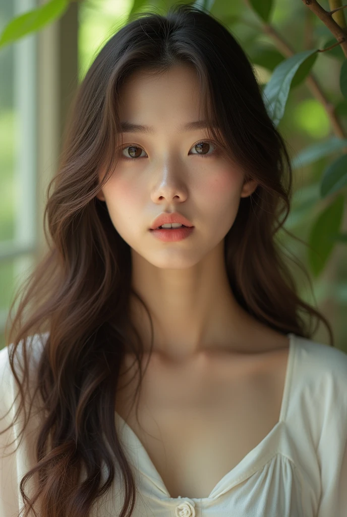 Brunette, ((of the highest quality, 8k, RAW Photos, masterpiece :1.3)), (realist, realist:1.37), Very detailed, ultra high resolution, (Professional lighting), ((from above:1.2)),((Full body photo)), small breasts, perfect face, Beautiful expression, beautiful face, pretty eyes, 1 high school girl, beautiful girl, beautiful black hair, Natural lighting, (direct light:0.4), 8mm film grain, photographed on a Sony a9 II, 24mm lens, f/2.8 aperture, Deep focus,