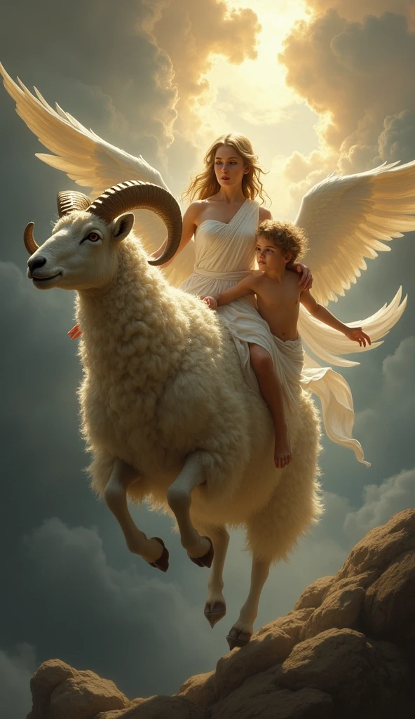 Nefele, the goddess of clouds, to save your children, Frixo to Go, to be sacrificed. Chrysomalus flew through the skies, carrying the two brothers away from danger. 