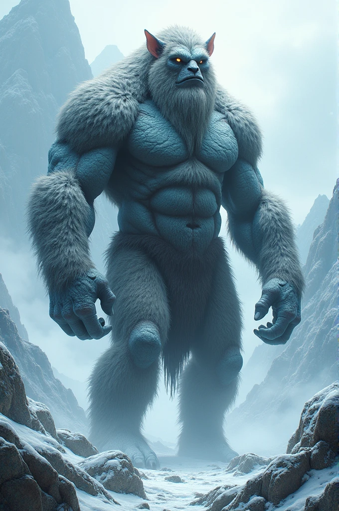 a half-human male creature, born and raised in the frozen mountains
