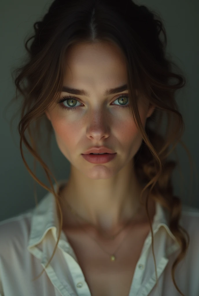 Eyes looking down or to the side, as if lost in thought or trying to find a solution to their problems. This expression may suggest that the BEAUTIFUL woman is contemplating her financial challenges IMAGE UP TO HER BELLY