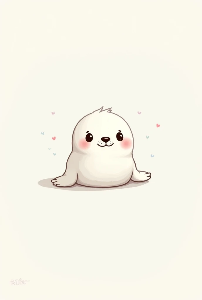 cute drawing of a white seal with big eyes looking curious into the camera