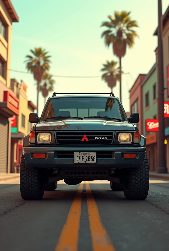 Generate a photo with the 1994 Mitsubishi Montero with 4 doors in the style of GTA San Andrea