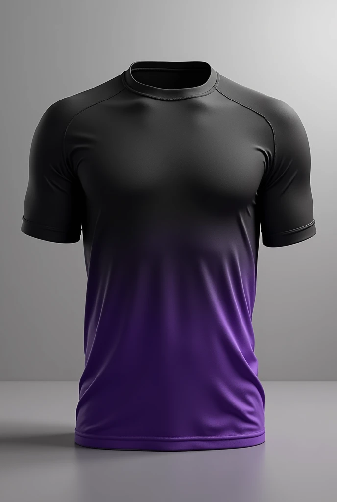 Men&#39;s sports shirt in the colors Black on top Purple on the bottom smoky Without anyone wearing the shirt Front Part From the front Without just the image 