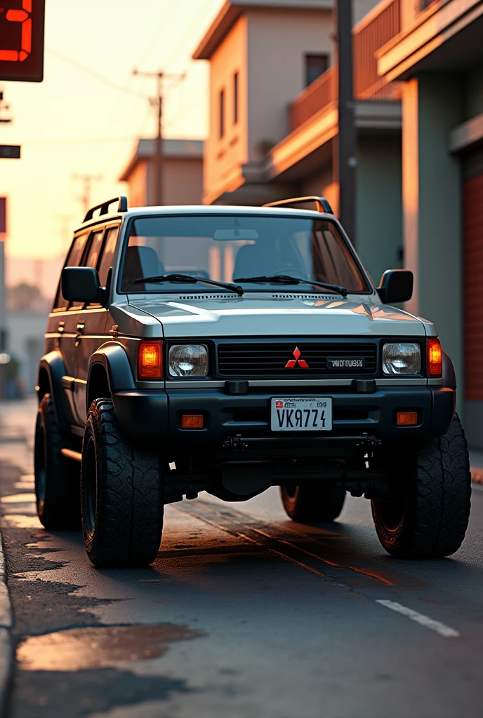 Generate a photo with the Mitsubishi Montero V44 from 1994 with 4 doors in the style of GTA San Andrea