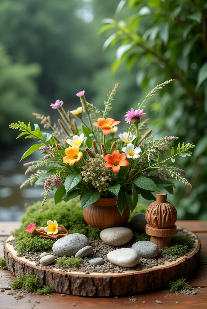 Image about a stand decoration (a table place) on nature tourism for an exhibition