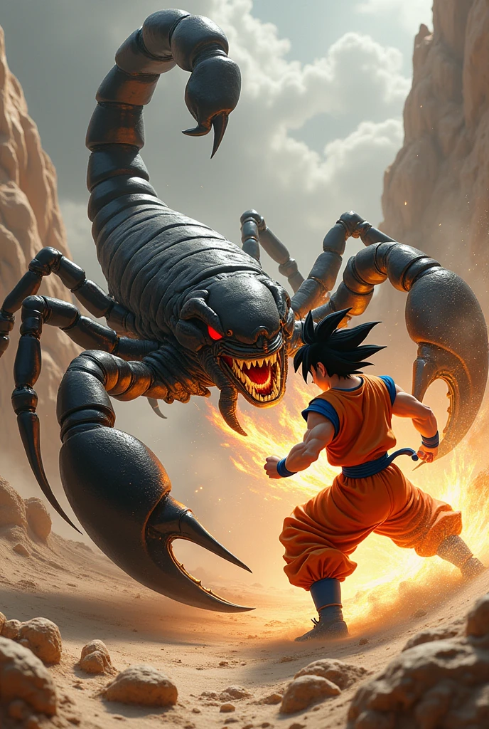Deadly Scorpion fights Goku from Dragon Ball Z