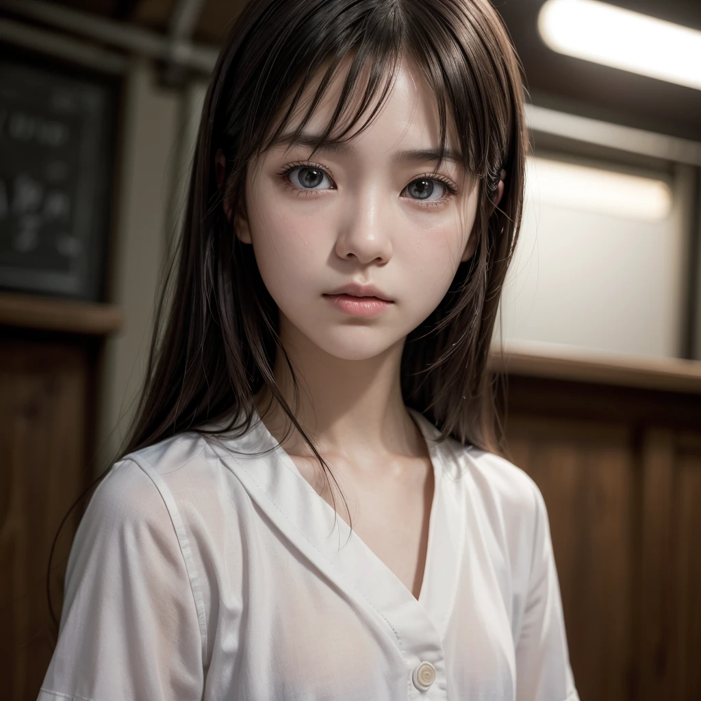 best qualityer, Facial Focus, smooth light, ultra high resolution, (photorrealistic:1.4), CRU photo,
1 Japanese girl, standing alone, cute, (schoolboy, lights in the eyes),  detailed gorgeous face, (smallbreast),(high resolution detail of human skin texture),
(long hair),
hinterland,
Damask Shirt Dress,
(portraite)