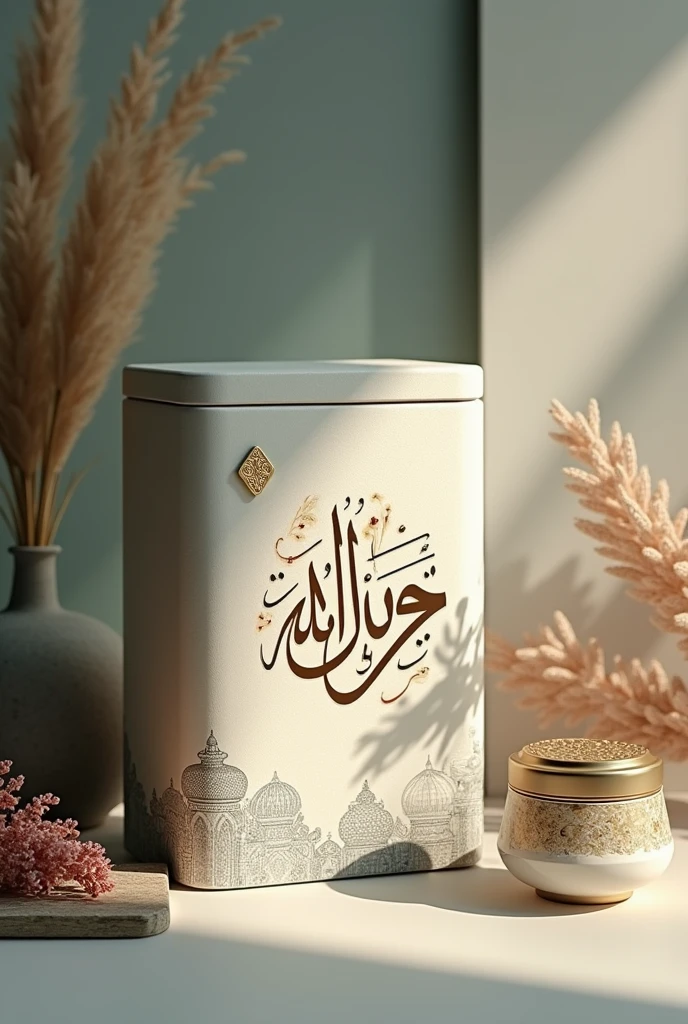 A picture of a tea box with the word written on it "Happy"In Arabic
