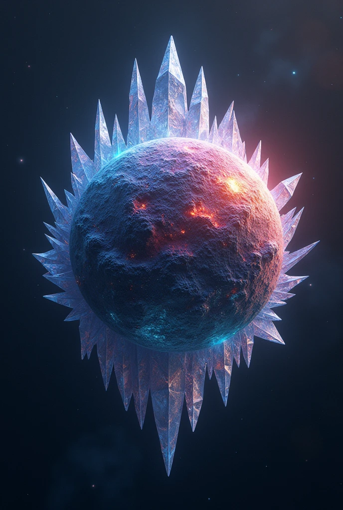 Planet with crystals around it 