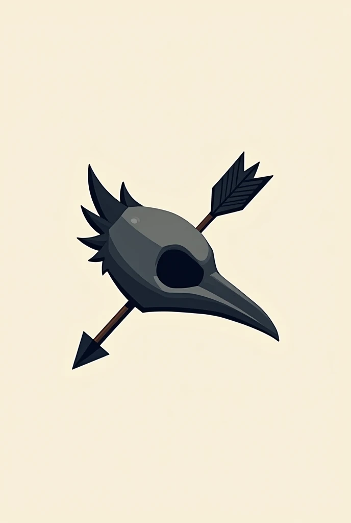 Cute style profile crow skull logo with an arrow through it