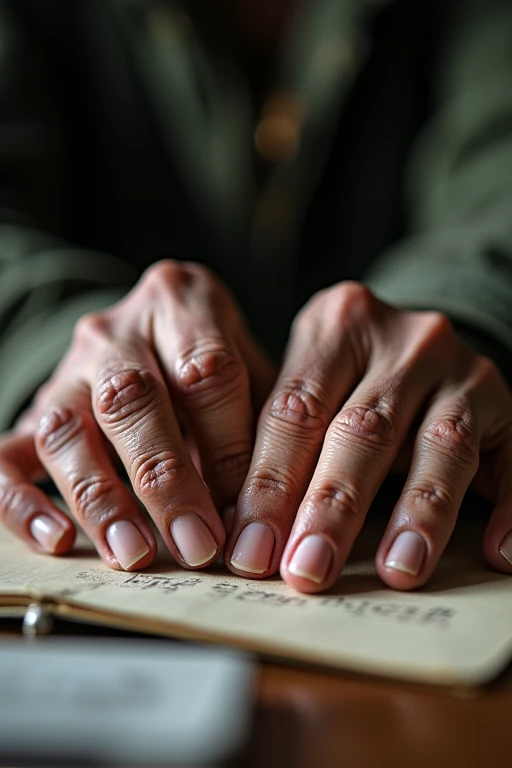 Big hands、nail、Place your hands on the desk