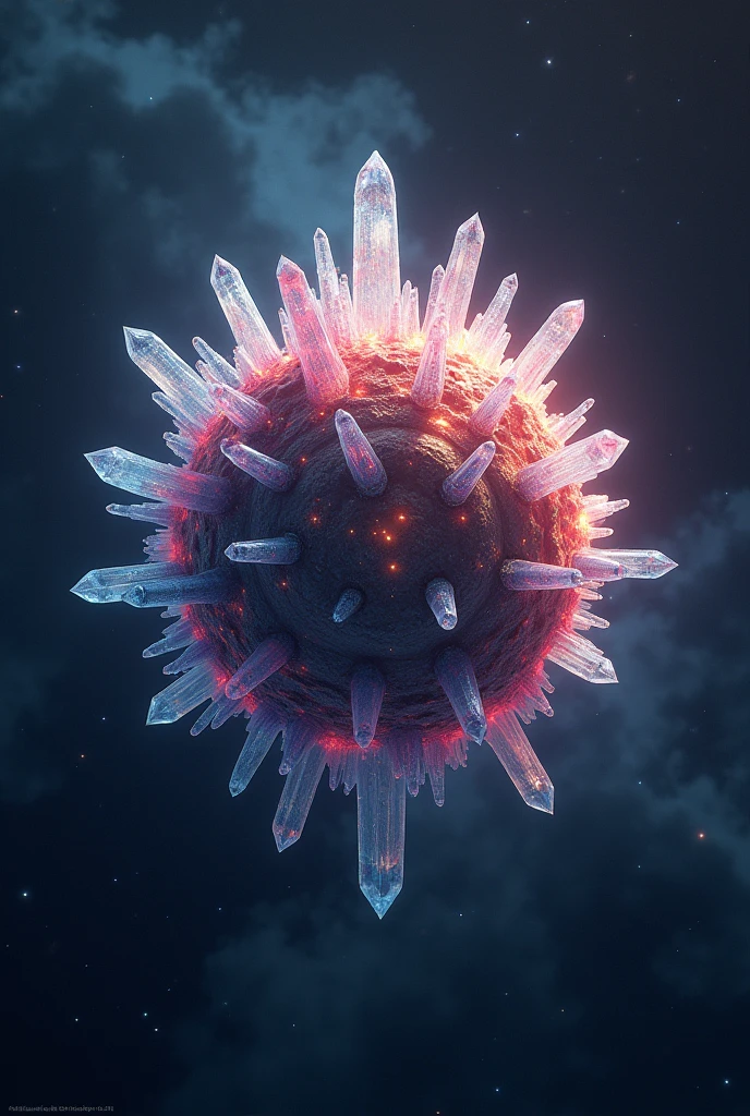 Planet with crystals around it