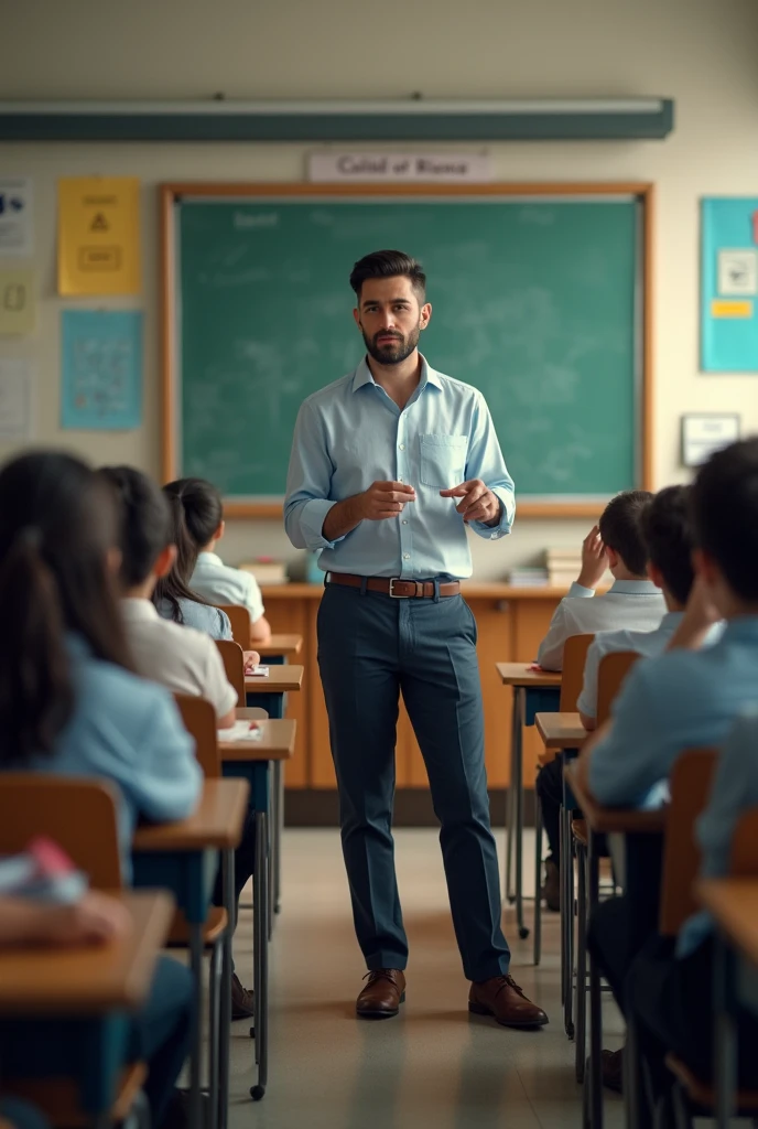 96 main class mein khada teacher padha Raha