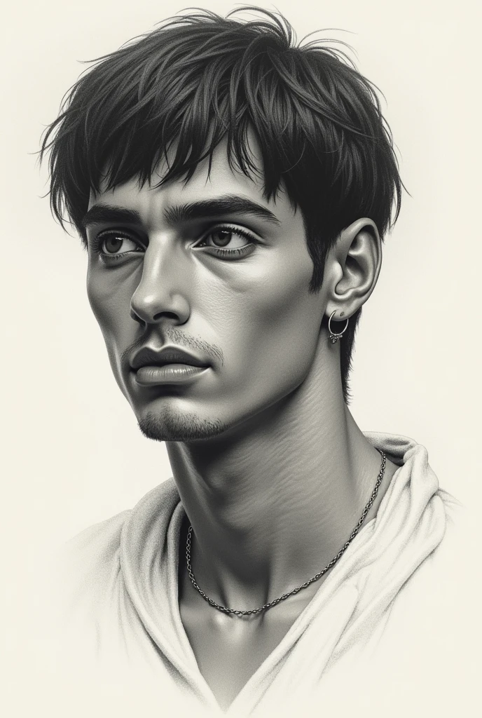 Drawing of a man of Egyptian origin with short dark straight hair