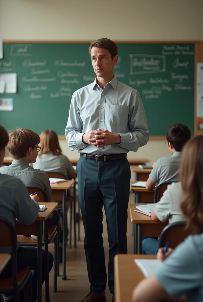 96 main class mein khada teacher padha Raha