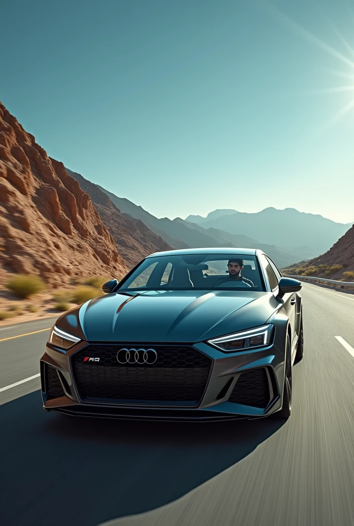 young arab man driving an audi rs4